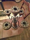 Vintage 5-arm Wooden Metal Candelabra Candle Holder No Box