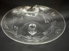 Vintage Small Etched Glass Low Pedestal Bowl 5 25    Wide Shallow Dish