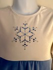 Gk Ice Figure Skate Lgslv Child Small Snowflake Blue Velvet Empire Dress Sz S