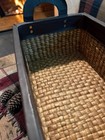 Rustic Woven  Seagrass Storage Basket With Faux Leather Trim And Handles