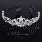 Bridal Princess Austrian Crystal Tiara Wedding Crown Veil Hair Accessory Silver