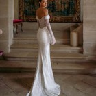 Tulle With Detachable Train Wedding Dresses Sequin Off Shoulder Longsleeve Gown 