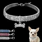 Bling Rhinestone Dog Collar Crystal Puppy Chihuahua Pet Dog Collars Leash For Sm