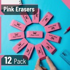 Mr  Pen Pink Pencil Erasers  Large  Pack Of 12  Back To School 12 Pack  