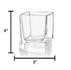 Joyjolt Carre Square Whiskey Rock Glasses  Offset Base Heavy Retro Bar Art New