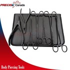 7 Pcs Tactical Full Black Professional Body Piercing Forceps Tool Kit Mbk-b-01