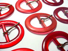 12 Vintage Buckles Dark Red Moonglow Lucite Oval Shape Nos 1-3 4  X 2-1 4 