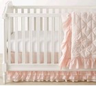 Pottery Barn Kids Sadie Ruffle Organic Crib Skirt Linen 16  Drop   Soft Pink Nwt