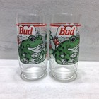 Vintage 1995 Budweiser King Of Beers Frogs On Lilly Pads Drinking Glass Lot Of 2