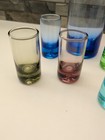  Blown Glass Decanter Set - Blue Ombre W  5 Multi-color  Shoot Glasses 