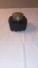 Antique Dark Cobalt Blue Art Deco Style Inkwell W  Hinged Lid - Very Nice