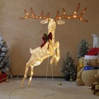 5ft Lighted Jumping Reindeer With 100 Warm Leds  Stakes   Zip Ties Included
