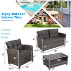 Topbuy 4 Pcs Outdoor Patio Furniture Set Rattan Wicker Sofa Set W  Coffee Table
