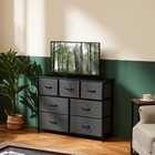 7 Bedroom Drawer Dresser Storage Chest Wood Top Metal Frame  Fabric Bins