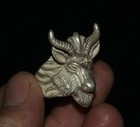 Rare Old Chinese Miao Silver Sheep Goat Head Hand Jewelry Men s Ring