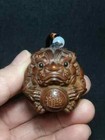 1919 Collectable Japanese Boxwood Hand Carved Lion Figure Statue Netsuke Gift