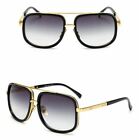 Men Fashion Sunglasses Oversized Square Gold Flat Top Frame Hip Hop Fancy Black