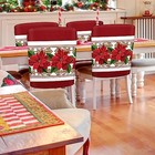 6 Pcs Christmas Chair Back Covers  Santa Gnome - 2 Designs Santa Poinsettia