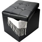 Versatile Storage Ottoman Footrest Stool Waterproof Faux Leather Foldable Bench