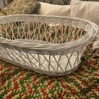 Vtg Extra Large Oval Whitewashed Storage Basket rare 33   x19   x11    French Country 