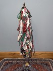 New Vtg Style 23 5    Primitive Rag Christmas Tree On Glass Pedestal Base