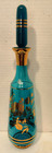 Vintage 1950 s Teal   Gold Bohemian Crystal Cordial Liqueur Decanter Set