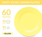 60pcs Yellow Disposable Plastic Plates  Heavy Duty Plates For Wedding party  30p