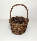Primitive Large Handled Basket Vintage Bent Willow Hand Woven Wicker Gathering