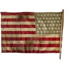 Authentic Antique 48 Star American Parade Flag On Stick  14x20    staggered 