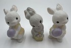 3 Vintage 1982 1984 Hallmark Small White Bunnies Basket Eggs 2 5  Porcelain  e