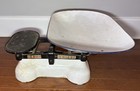 Vintage Art Deco W t Avery Cast Iron   White Enamel Counter Weighing Scale Read