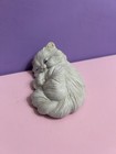 Vintage White Kitty Cat Figurine Laying Down Sleeping Ceramic 2 25x4 25   