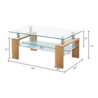2-layer Coffee Table Side End Table Rectangular Tempered Glass Modern Furniture
