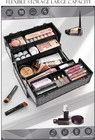 Makeup Train Case Professional Cosmetic Organizer Aluminum Storage Box With 4 Ad