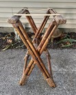 Vintage Rattan Folding Luggage Rack  Bamboo Rattan Bed   Breakfast Tray Holder