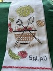Vintage Embroidered Flour Sack Kitchen Towel Salad Bowl Lettuce Pepper Radish