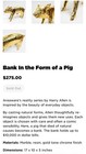 Harry Allen Areaware Pig Piggy Bank  gold Chrome 