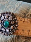 Antique Ethnic Sterling Silver 900 And Green Stone glass