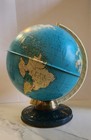 Vintage 1960 s Ohio Art Co Litho World Globe With Zodiac Signs On Base