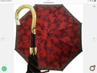 Il Marchesato Italy Luxury Handmade Double Cloth Umbrella Nwot Red Gold Black