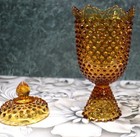 Fenton Art Glass - Apothecary Jar   Lid    Colonial Amber    Hobnail Amber