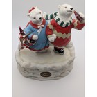 Vtg 1995 Coca-cola Heritage Collection Musical Polar Bears Ice Skating Figurine