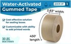 3  X 450 Feet Reinforced Water-activated Kraft Gummed Tape Secure Paper Packing