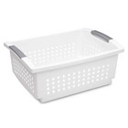  2 Pack  Large Stacking Basket  Open Plastic Bin  Space Saving Organizers  White