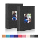 2-pack Small 4x6 Photo Album  100 Pockets  Mini Linen Photo Albums  Black