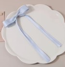 Lt Blue Satin Stylish Long Ribbon Streamer Bow Knot Hair Clip Ballet Non Slip