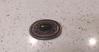 Vintage Made In Palestine Sterling Silver   Malachite Large Filigree Brooch Pin