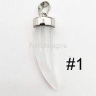 Natural Gemstone Horn Pendant Necklace Making Amethyst Tiger Eye Opalite Onyx