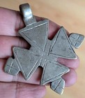Vintage Ethiopian Orthodox Coptic Christian Handmade Silver Cross Pendant Africa