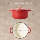 Carote Enameled Cast Iron Dutch Oven Pot With Lid  4 Qt 4 Qt  Red